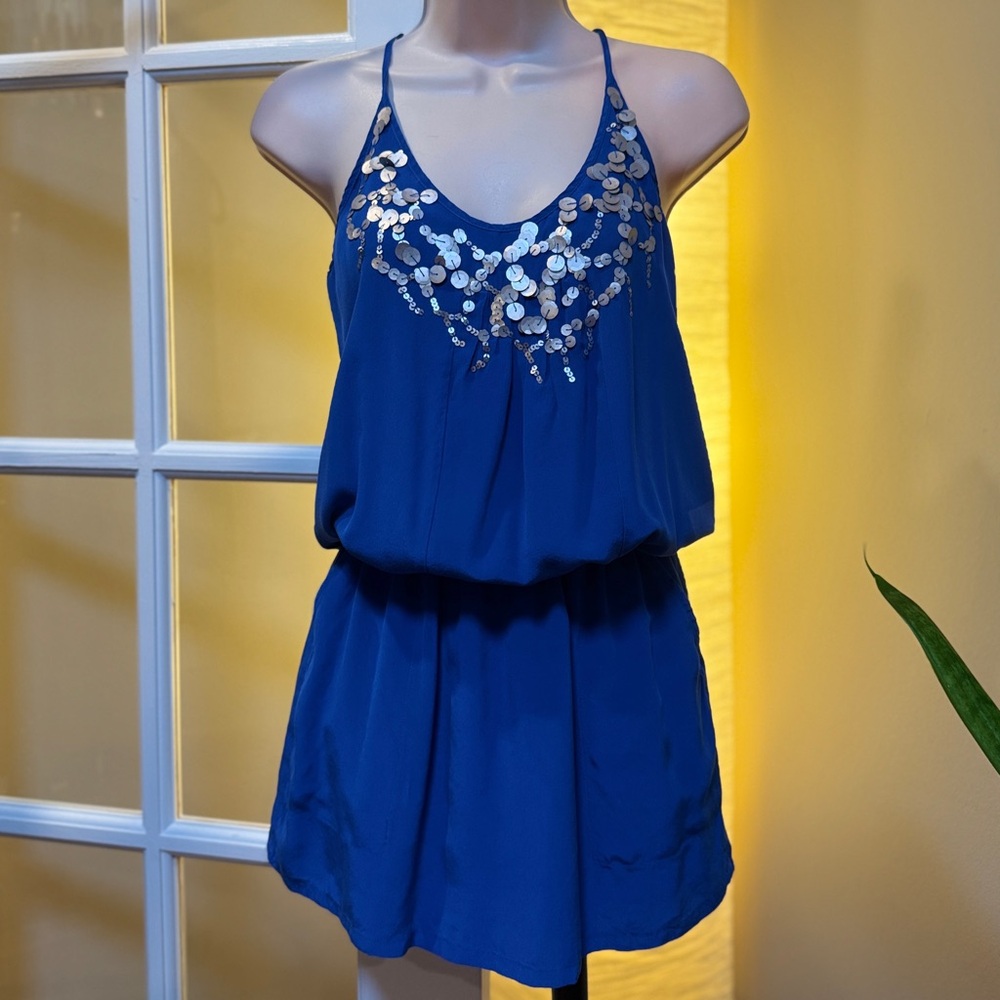 Single Chic Blue Sequin 100% Silk Dress by Single